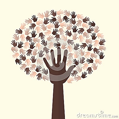 Diversity, different coloured hands, isolated, vector illustration Vector Illustration