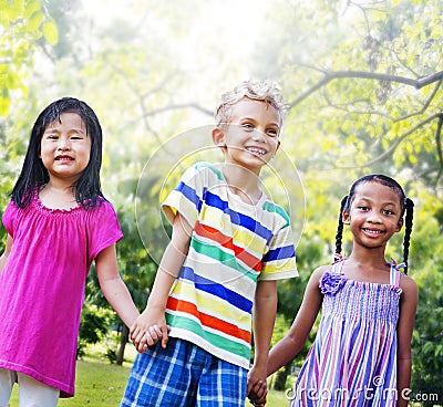 Diversity Friends Children Park Happiness Concept Stock Photo