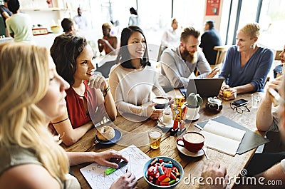 Diversity Friends Meeting Coffee Shop Brainstorming Concept Stock Photo