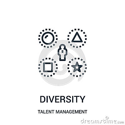diversity icon vector from talent management collection. Thin line diversity outline icon vector illustration Vector Illustration