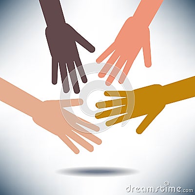 Diversity Image with Hands Vector Illustration