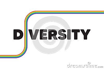 Diversity and Inclusion culture equity logo. LGBT pride flag with diversity text. Pride day with rainbow line. Vector Stock Photo