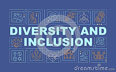 Diversity and inclusion word concepts dark blue banner Vector Illustration