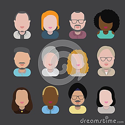 Diversity Interracial Community People Flat Design Icons Concept Vector Illustration