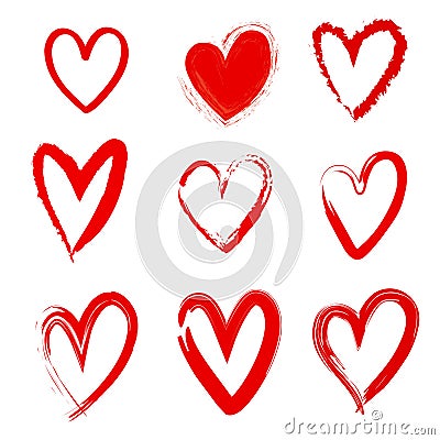 Diversity of Love. Hand Drawn Love Heart Icons Vector Illustration