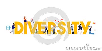 Diversity multicultural community solidarity concept international world or company. Working together as team. Vector Illustration