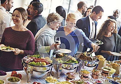Diversity People Enjoy Buffet Party Concept Stock Photo