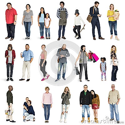 Diversity People Set Gesture Standing Together Studio Isolated Stock Photo