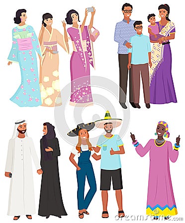 People Ethnic Origin, National Diversity Vector Vector Illustration