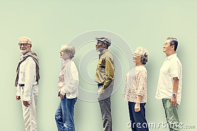 Diversity Senior People Friends Lifestyle Concept Stock Photo