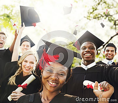 Diversity Students Graduation Success Celebration Concept Stock Photo