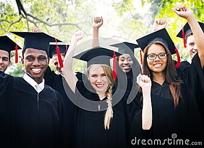 Diversity Students Graduation Success Celebration Concept Stock Photo