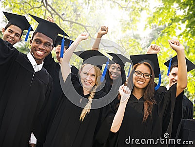 Diversity Students Graduation Success Celebration Concept Stock Photo