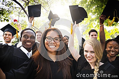 Diversity Students Graduation Success Celebration Concept Stock Photo