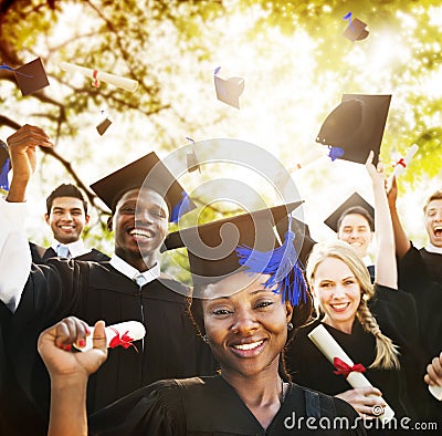 Diversity Students Graduation Success Celebration Concept Stock Photo