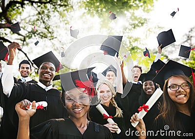 Diversity Students Graduation Success Celebration Concept Stock Photo