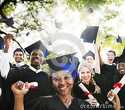 Diversity Students Graduation Success Celebration Concept Stock Photo