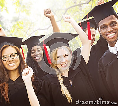 Diversity Students Graduation Success Celebration Concept Stock Photo