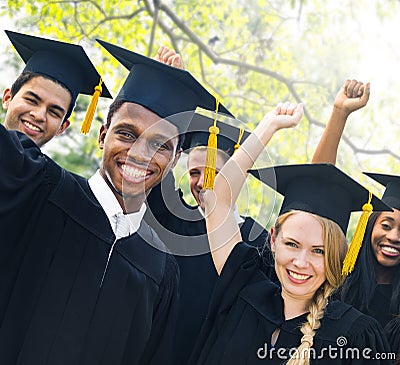 Diversity Students Graduation Success Celebration Concept Stock Photo