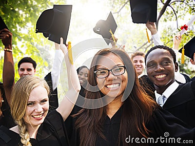 Diversity Students Graduation Success Celebration Concept Stock Photo