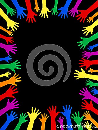 Diversity Theme background, Color Hands Friendship concept. Vector Illustration