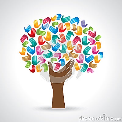 diversity tree hands illustration. Vector Illustration