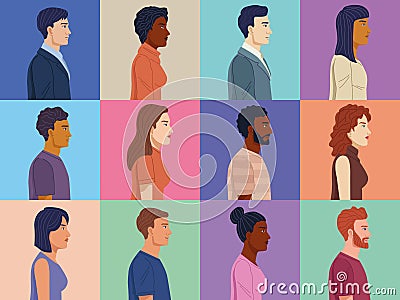 diversity twelve persons Vector Illustration