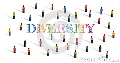 diversity in unity society living coexist different racial color cultural symbol of crowd integration as a nation Vector Illustration