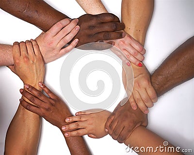 Diversity women`s empowerment hands of color Stock Photo