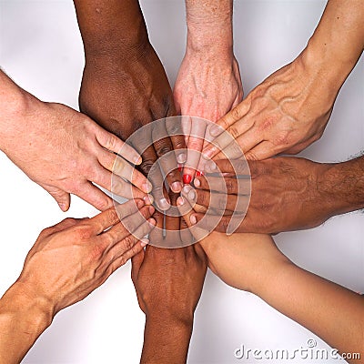 Diversity women`s empowerment hands of color Stock Photo