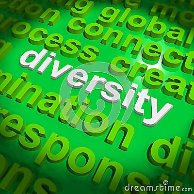 Diversity Word Cloud Shows Multicultural Diverse Culture Stock Photo