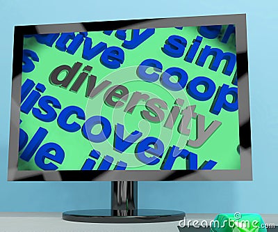 Diversity Word Screen Means Cultural And Ethnic Differences Stock Photo