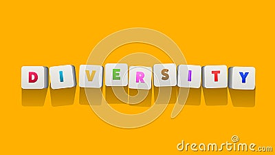 diversity word written cubes raster illustration Cartoon Illustration