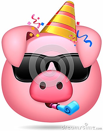 Divertido emoticono de cerdo rosa Stock Photo