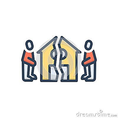 Color illustration icon for Divide, break and house Cartoon Illustration