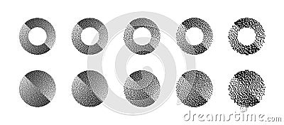 Divided Circles Various Resolution of Bitmap Dither Gradient Vector Set on White Vector Illustration