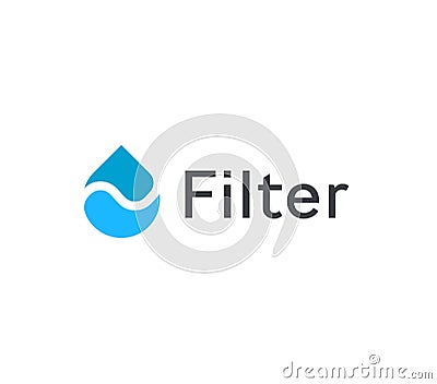 Divided drop icon. Water filter logo template, water purification abstract emblem. Aqua concept logotype design. Vector Vector Illustration