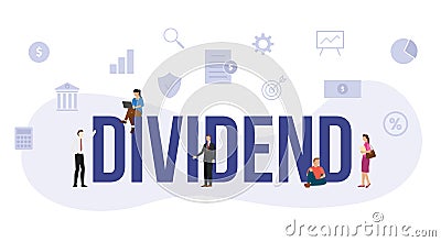 Dividend stock profit concept with big word or text and team people with modern flat style Vector Illustration