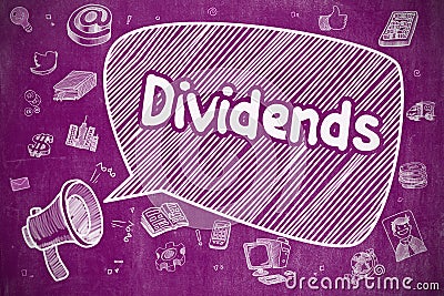 Dividends - Cartoon Illustration on Purple Chalkboard. Stock Photo