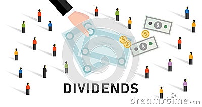 Dividends stock market company profit share to stakeholder investor earning Vector Illustration