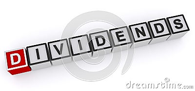 Dividends word block Stock Photo