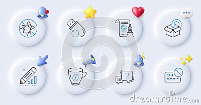 Divider document, Return package and Flash memory line icons. For web app, printing. Vector Vector Illustration