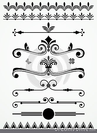 Dividers, borders and page decorations Vector Illustration