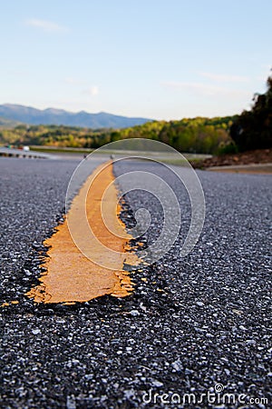 Dividing line of the freeway Stock Photo