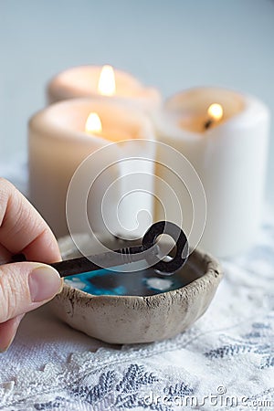 Divination of wax Stock Photo