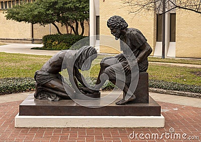 `Divine Servant` by Max Greiner Jr. on public display at Dallas Theological Seminary in Dallas, Texas. Editorial Stock Photo