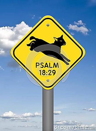 Divine Sign, Leaping Lamb Psalm 18:29 Stock Photo