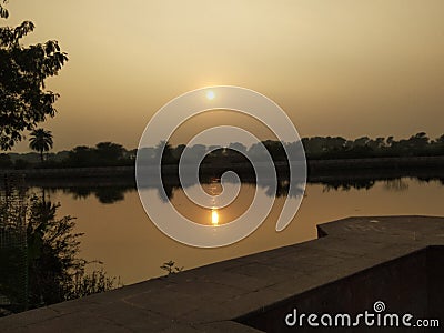 Divine Sunset of Vrindaban India Stock Photo