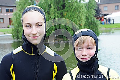 Diving children Stock Photo