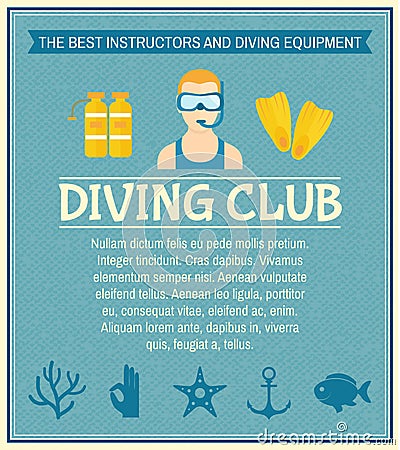 Diving club poster Vector Illustration